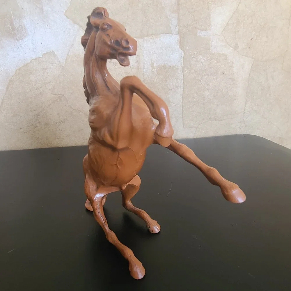 Vintage Hartland‎ Rearing Horse Figurine Faux Wood Grain Brown Equestrian Decor